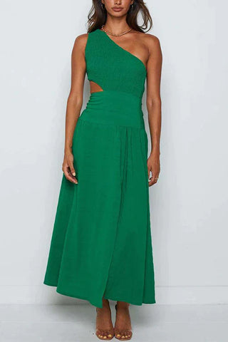 Vestido playero Meridress de un solo hombro, sin mangas, con aberturas