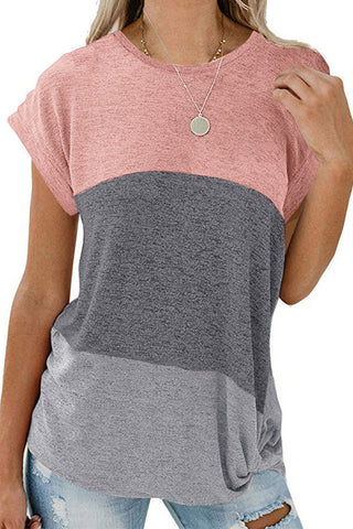 Camiseta Meridress de manga corta con nudo torcido y bloques de color