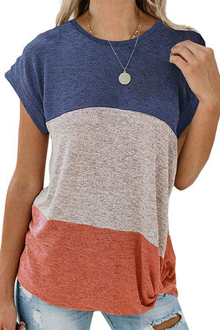 Camiseta Meridress de manga corta con nudo torcido y bloques de color