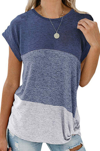 Camiseta Meridress de manga corta con nudo torcido y bloques de color