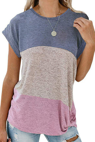 Camiseta Meridress de manga corta con nudo torcido y bloques de color