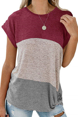 Camiseta Meridress de manga corta con nudo torcido y bloques de color