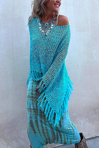 Suéter tipo poncho con borlas y aberturas elegantes de Meridress (en 2 colores)