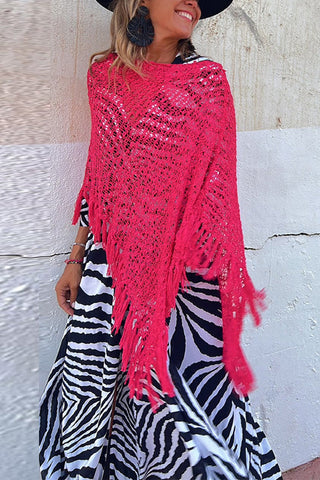 Suéter tipo poncho con borlas y aberturas elegantes de Meridress (en 2 colores)