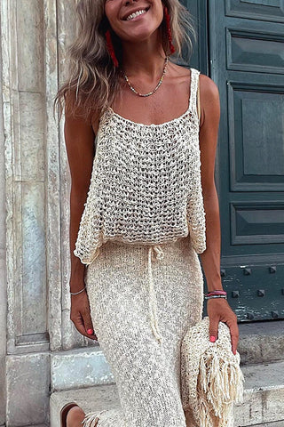 Meridress - Elegante camiseta sin mangas con aberturas