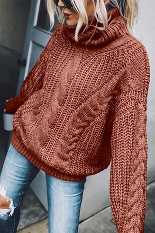 Suéter de punto liso de manga larga con cuello alto de invierno Meridress