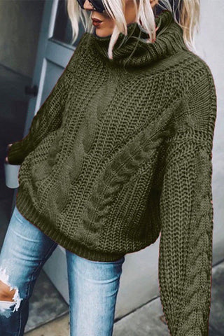 Suéter de punto liso de manga larga con cuello alto de invierno Meridress