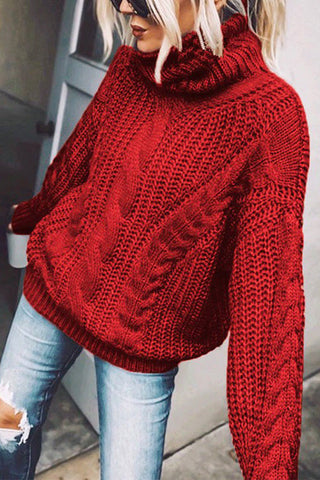 Suéter de punto liso de manga larga con cuello alto de invierno Meridress