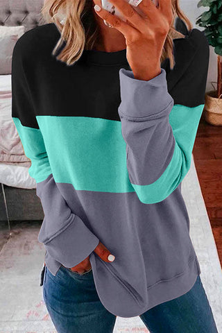 Meridress Langarm-Sweatshirt mit Rundhalsausschnitt und Farbblockdesign