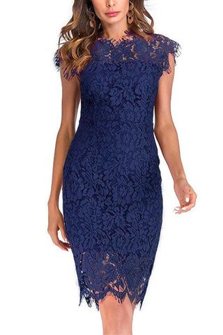 Meridress Sleeveless High Waist Floral Lace Bodycon Dress