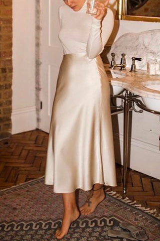 Meridress Fashion Style High Waist Satin Skirts