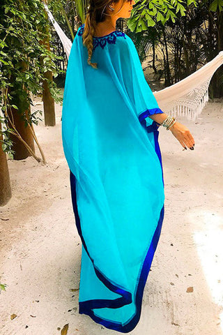 Meridress V Neck Side Split Chiffon Printed Beach Dress