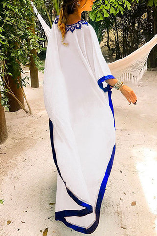 Meridress V Neck Side Split Chiffon Printed Beach Dress