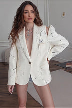 Relaxed Fit Hollow Print Blazer
