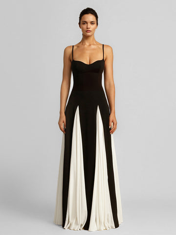 Party Dress Black And White Spaghetti Strap Sexy Maxi Dresses