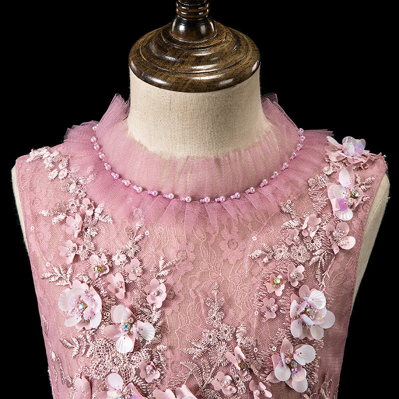 Vestidos de desfile para niñas, sin mangas, rojos, degradados, esponjosos, vestidos formales, vestido de primera comunión 