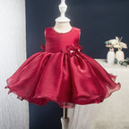 Lindo vestido rojo vino para niña, vestido de princesa para primera comunión. 