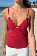 Ruffled Polka Dot Casual Cami Top