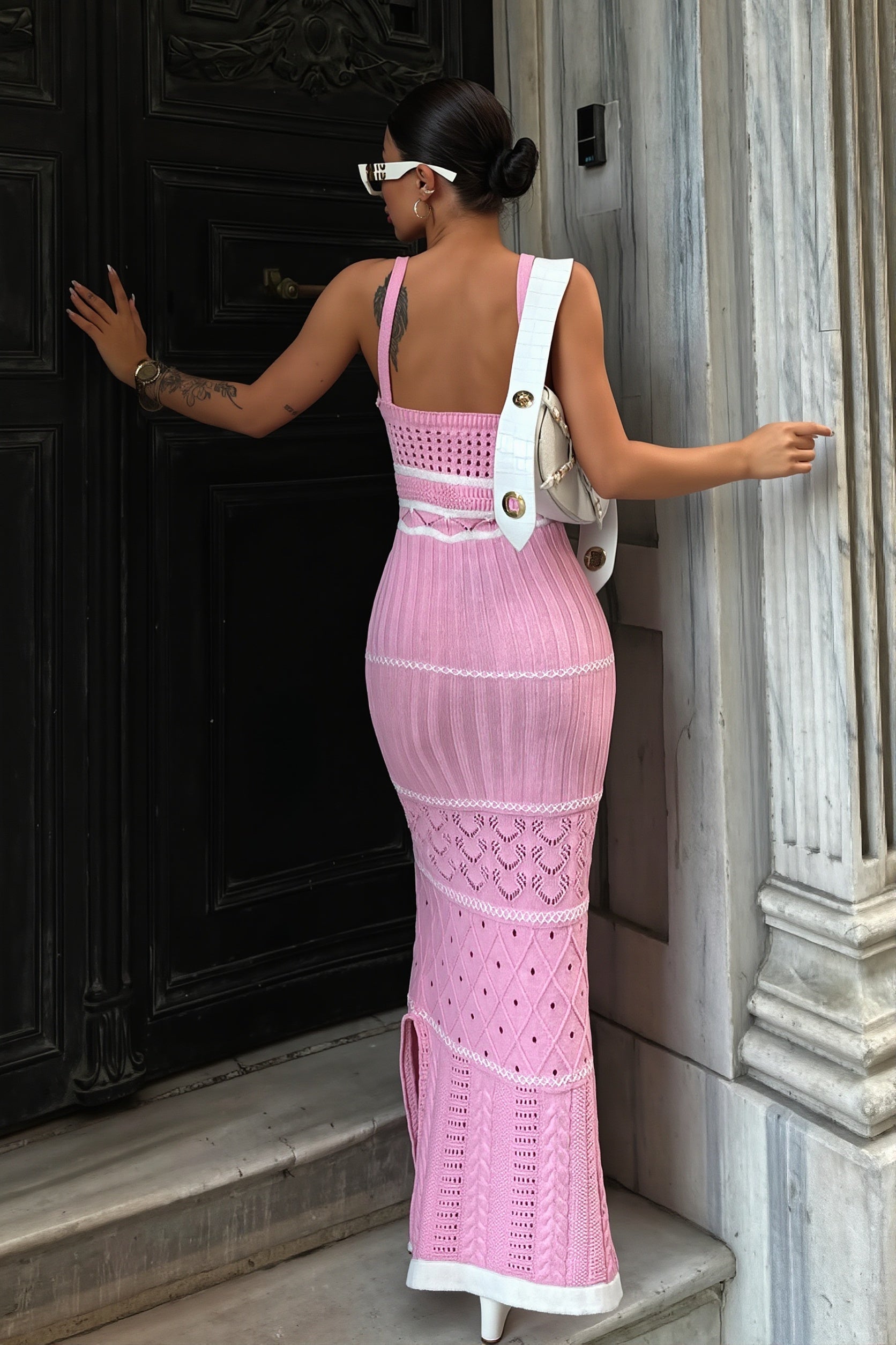 Knit Texture Cutout Bodycon Maxi Dress