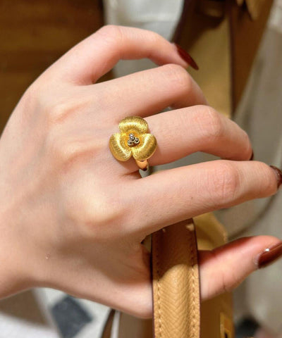 Anillos florales retro dorados con cobre 