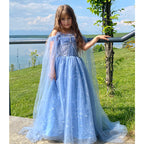 Ballkleider für Kleinkinder, Blumenmädchen, Sommer, Blau, formell, Grau, bauschig, Kommunion, Prinzessinnenkleid 