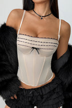 Tie Slim Lace Bow Bone Corset Cami Top