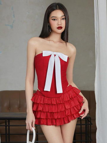 TARUXY Bow Splice Crop Tops Frauen Sexy Off Schulter Backless Bodycon Tank Top Heiße Mädchen Club Solide Partei Schlanke Weste Frau 2024 