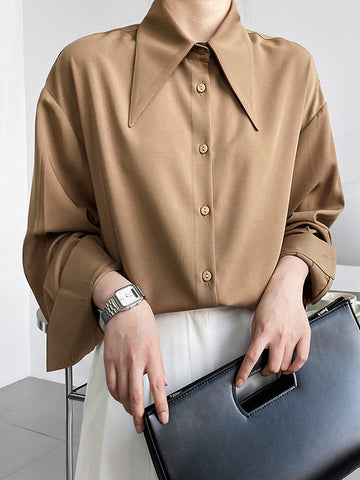 Blusa elegante de manga larga en tres colores lisos 