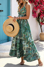 V Neck Ruffle Casual Boho Dress