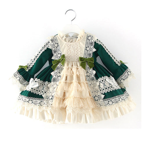 Vestido de primera comunión para niña, vestido formal de encaje floral con forma de pastel para fiesta de cumpleaños infantil 