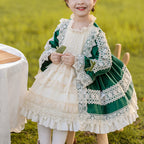 Vestido de primera comunión para niña, vestido formal de encaje floral con forma de pastel para fiesta de cumpleaños infantil 