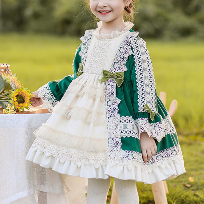 Vestido de primera comunión para niña, vestido formal de encaje floral con forma de pastel para fiesta de cumpleaños infantil 