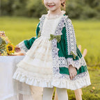 Vestido de primera comunión para niña, vestido formal de encaje floral con forma de pastel para fiesta de cumpleaños infantil 