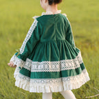Vestido de primera comunión para niña, vestido formal de encaje floral con forma de pastel para fiesta de cumpleaños infantil 