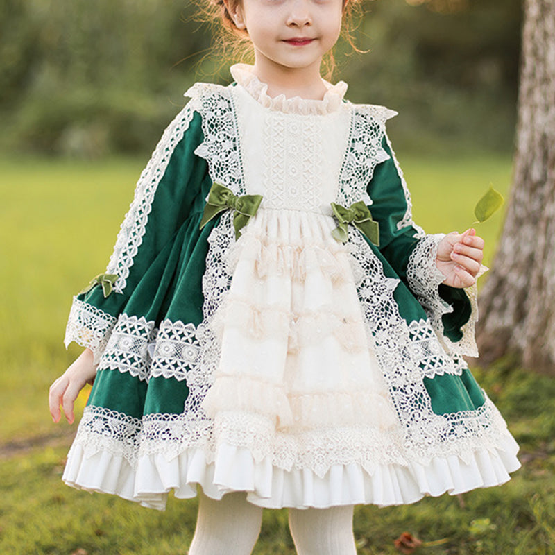 Vestido de primera comunión para niña, vestido formal de encaje floral con forma de pastel para fiesta de cumpleaños infantil 