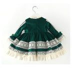 Vestido de primera comunión para niña, vestido formal de encaje floral con forma de pastel para fiesta de cumpleaños infantil 