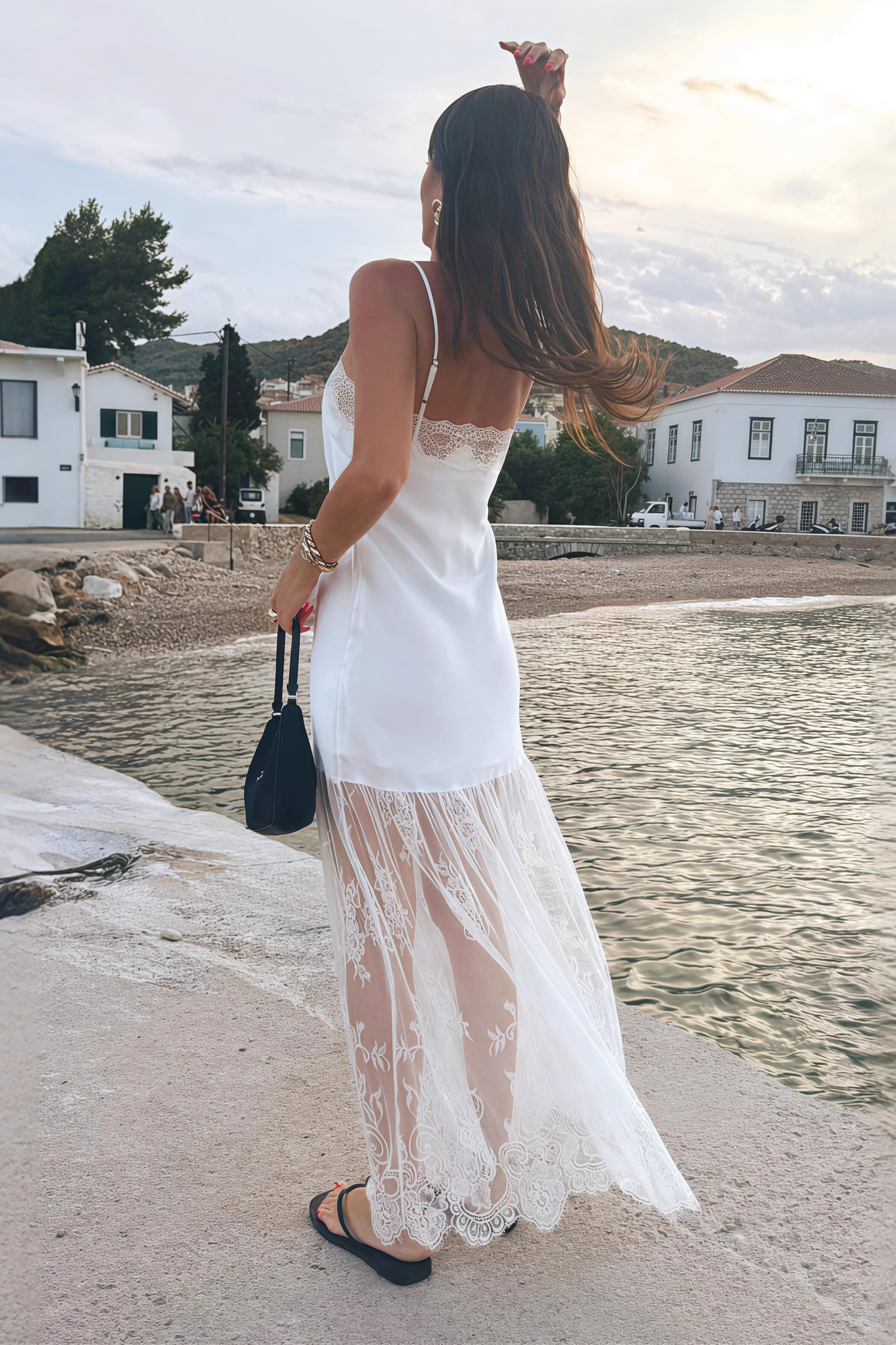 Sexy Satin Slip Dress with Lace Pure & Sexy Minimalist Maxi Dress