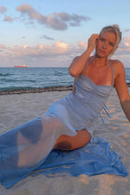 Sheer Solid Cami Slit Maxi Dress