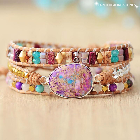 Pulsera romántica de jaspe morado 