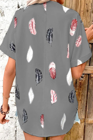 Tops casuales con cuello vuelto y estampado de patchwork 