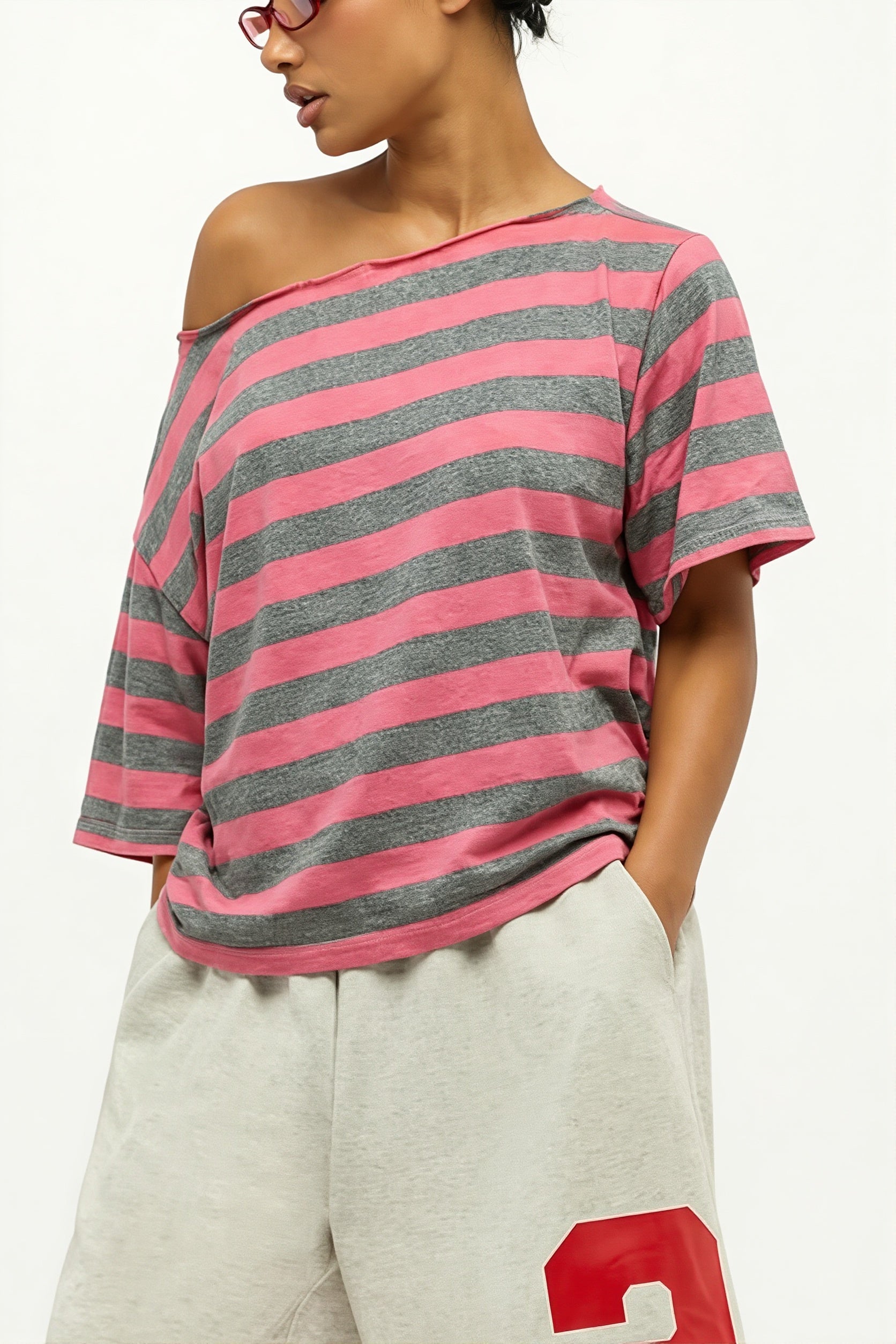 Casual Colorful Striped Loose T-Shirt