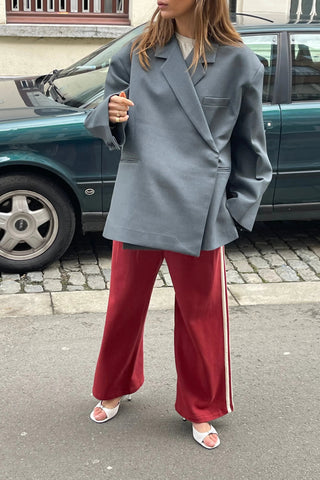 Oversize-Blazer mit Seitenschlitz Stahlblau 