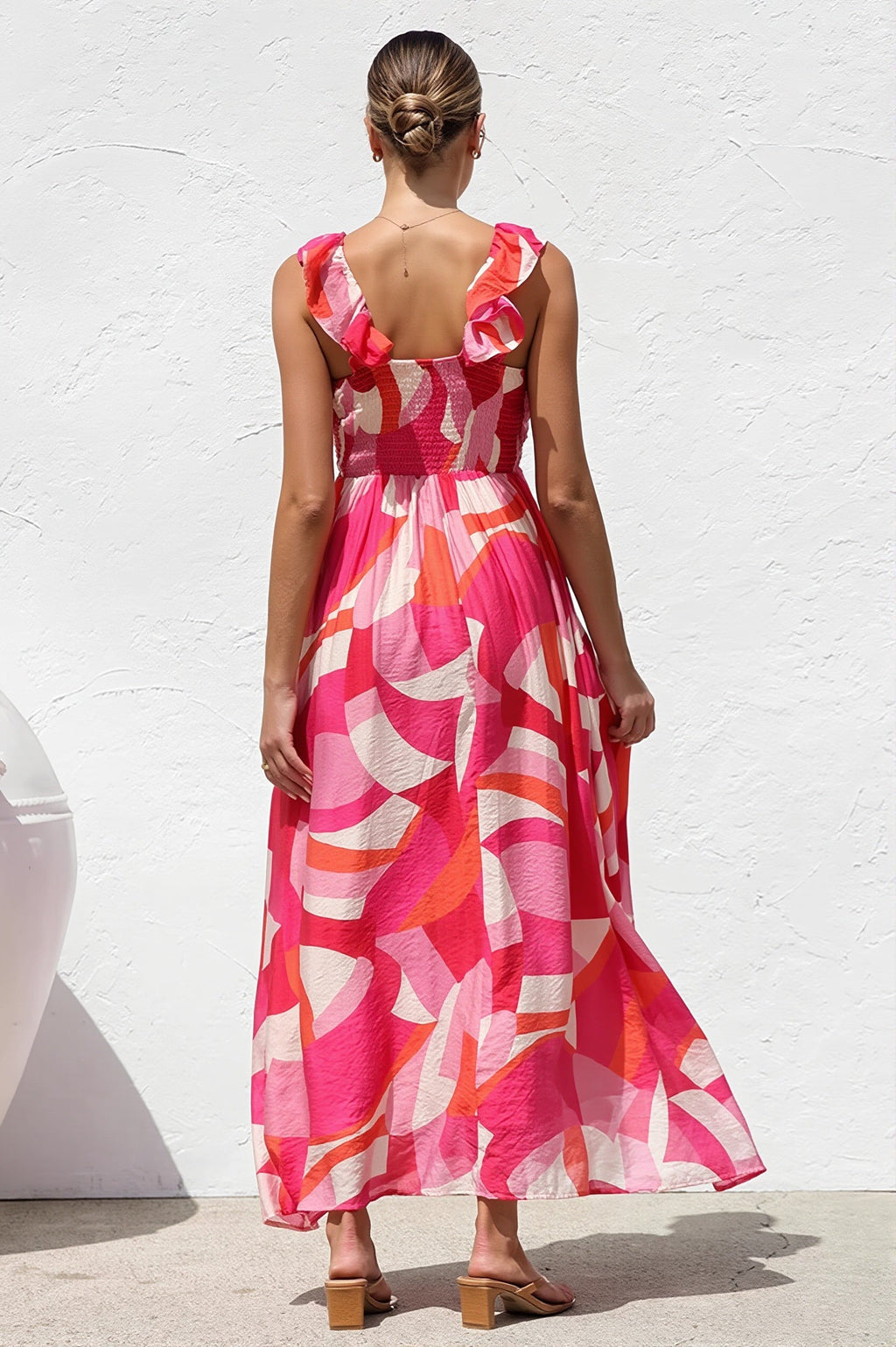 V Neck Swing Print Cami Maxi Dress
