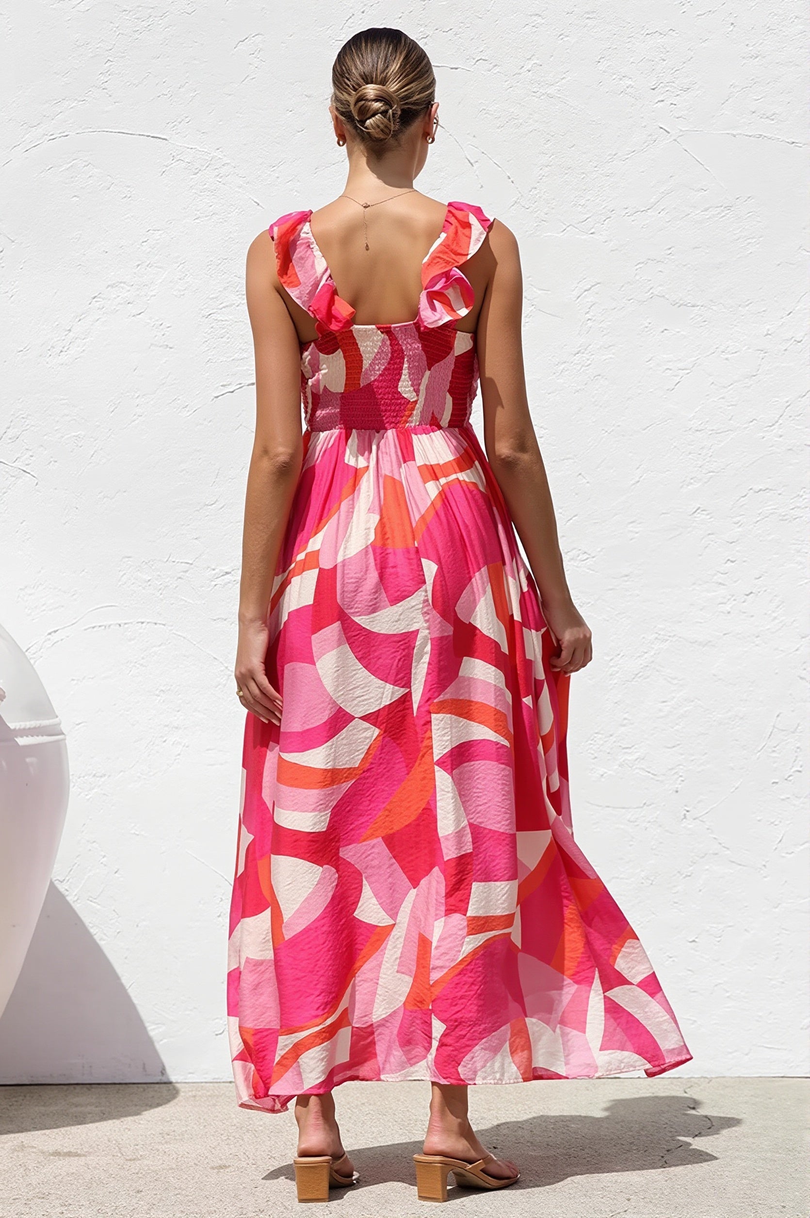 V Neck Swing Print Cami Maxi Dress