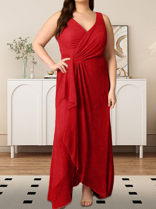 Vestido de malla metálica fruncida con escote en V y corte A
