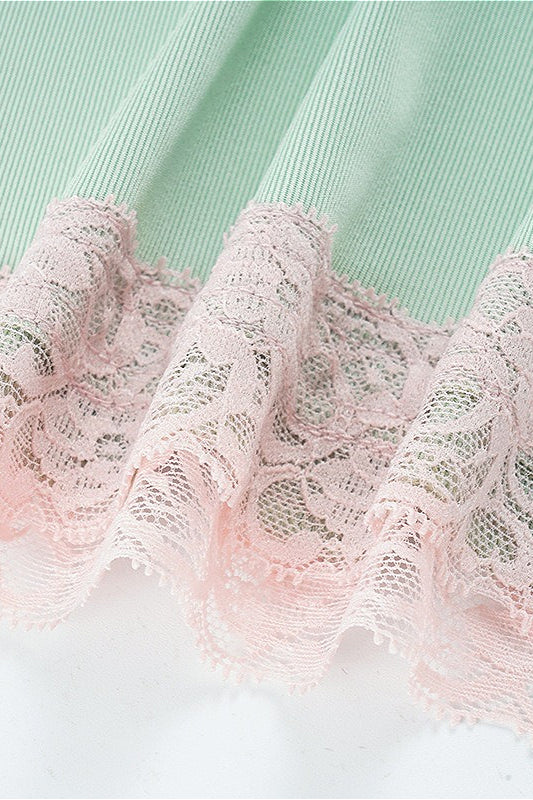 Contrast Lace Knit Slim Cami Top
