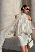 Unique Design Off Shoulder Long Sleeve Blouse