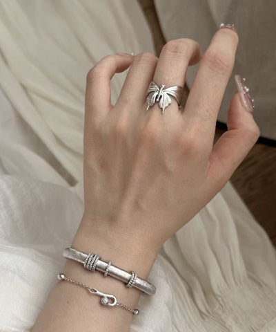 Anillos de lazo de plata de ley con seda fina 