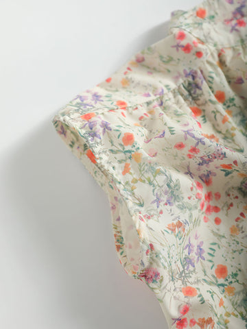 Women Summer Vintage Floral Drawstring Button Cardigan Dress
