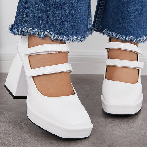 Platform Mary Jane Pumps Block Chunky Heel Ankle Strap Lolita Shoes